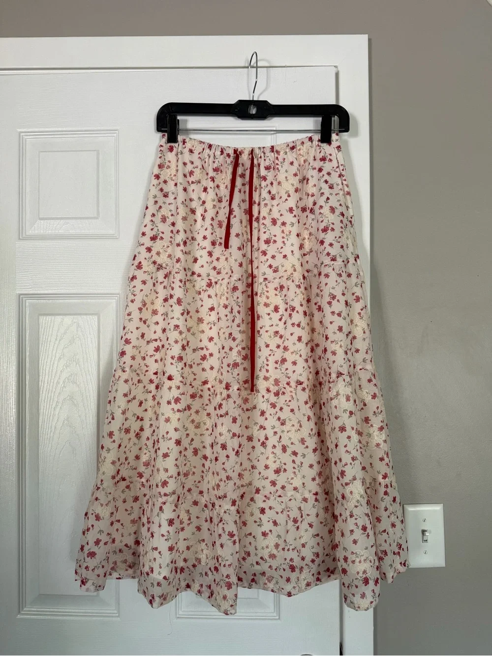 Baevely Floral Tiered Maxi Long Skirt Cream Floral Cottagecore - Picture 1 of 8